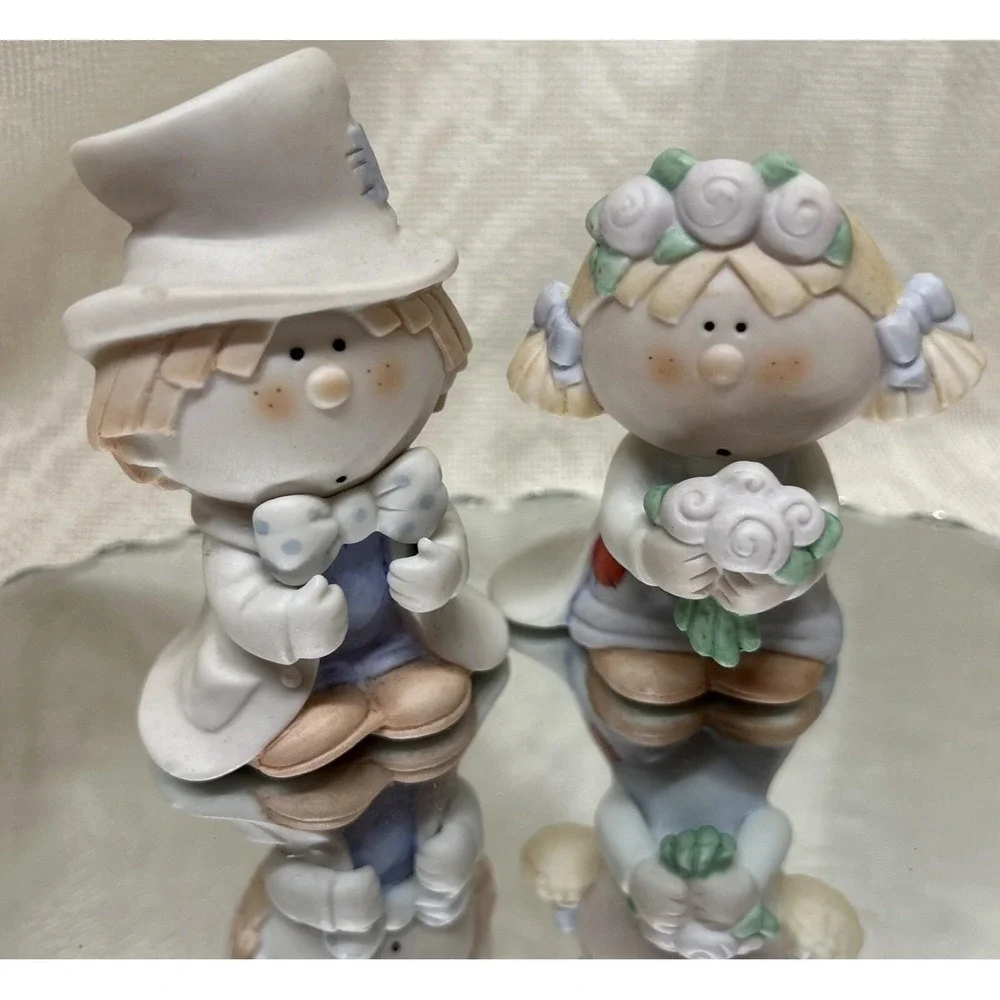 Bumpkins Bisque Porcelain Bride & Groom Figurines Fabrizio George Cake Toppers